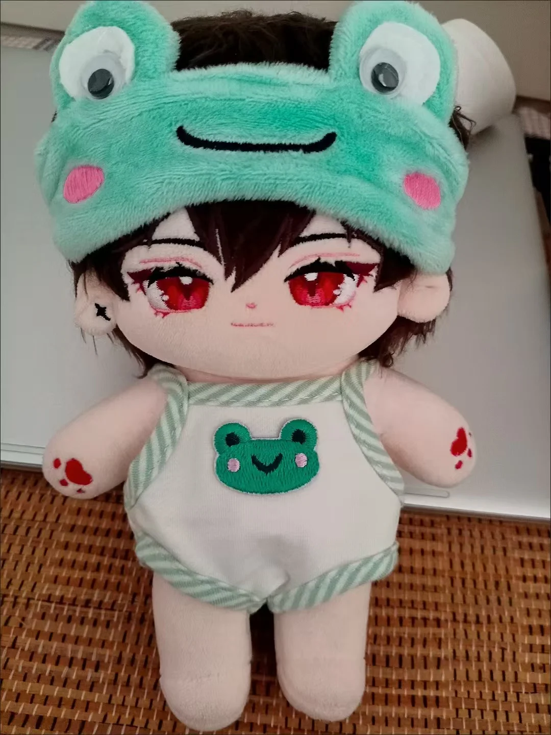 10cm Cotton Doll Clothes Lovely Little Green Frog Set Vest Jumpsuit Climbing Suit Hat Backpack DIY Doll Clothes Accessories