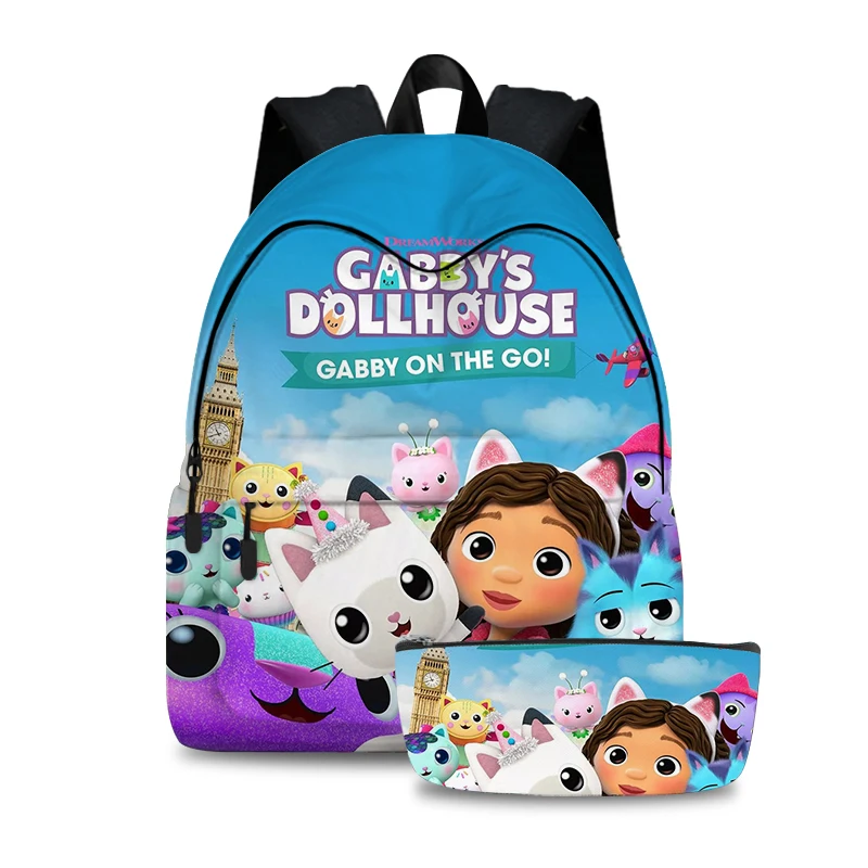 

Gabby's Dollhouse Backpack With Pen Bag 2pcs/set Students Girls Lightweight Bookbag Children Backpack Fashion Cartoon School Bag