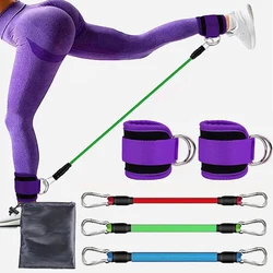 Enhanced Ankle Straps Resistance Bands for Fitness and Yoga Workouts (Rope Purple Set)