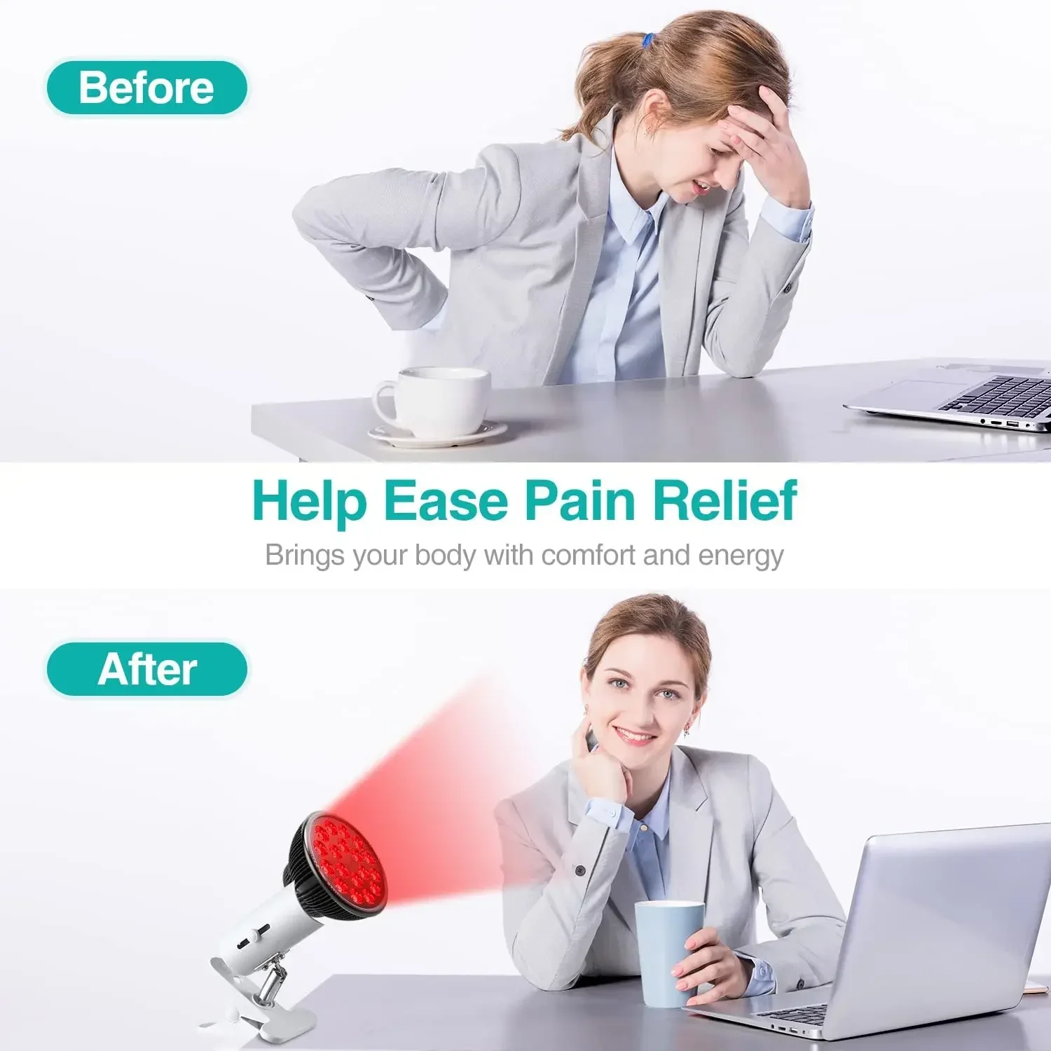 Red Light Therapy Light with Socket, 18 LED, NIR Phototherapy Devices, 660nm and 850nm, for Skin and Pain Relief