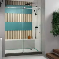 Shower Door Brushed Stainless Steel Fully Frameless design for an open and spacious feeling stain resistant glass coating 1