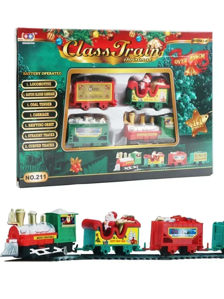 Electric Train Toy Set Xmas Tree Decoration Train Track DIY Railway Tracks Educational Toys for Kids Party Xmas Gifts