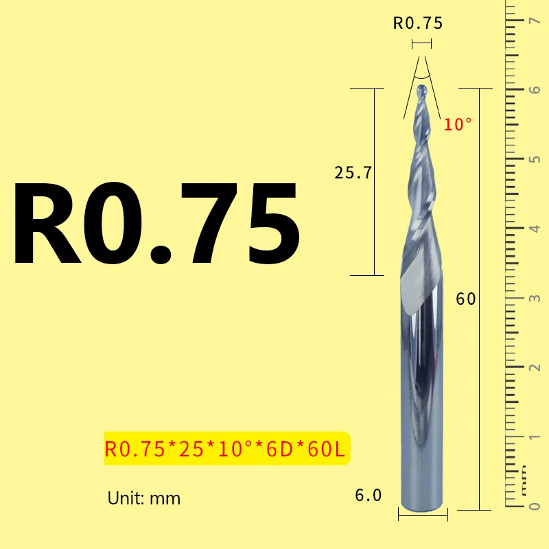 Taper Ball Nose End Mill 30° 20° 6 Shank Tungsten Steel Ball End Milling Cutter CNC Aluminum Woodworking Engraving Bit slab milling cutter Machine Tools & Accessories