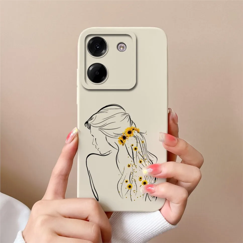 Sweet Girl Soft Liquid Silicone Protective Phone Case Cover