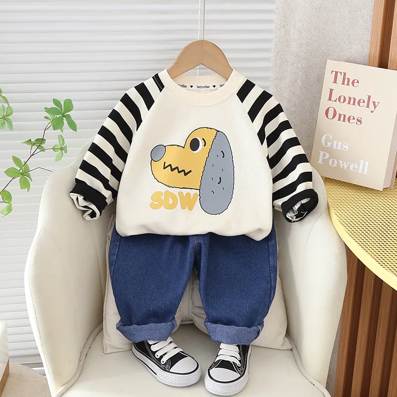 

Children's Sets 2024 Spring Infant Clothes for Baby Girls and Boys Cartoon Dog O-neck Long Sleeve T-shirts and Pants Kids Suits