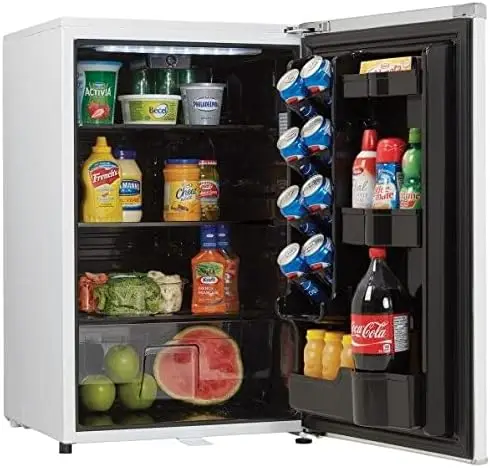 4.4 Cu.Ft. Mini Fridge Compact Refrigerator For Bedroom Living Room Bar Dorm Kitchen Office E-Star In Pearl White With Lock