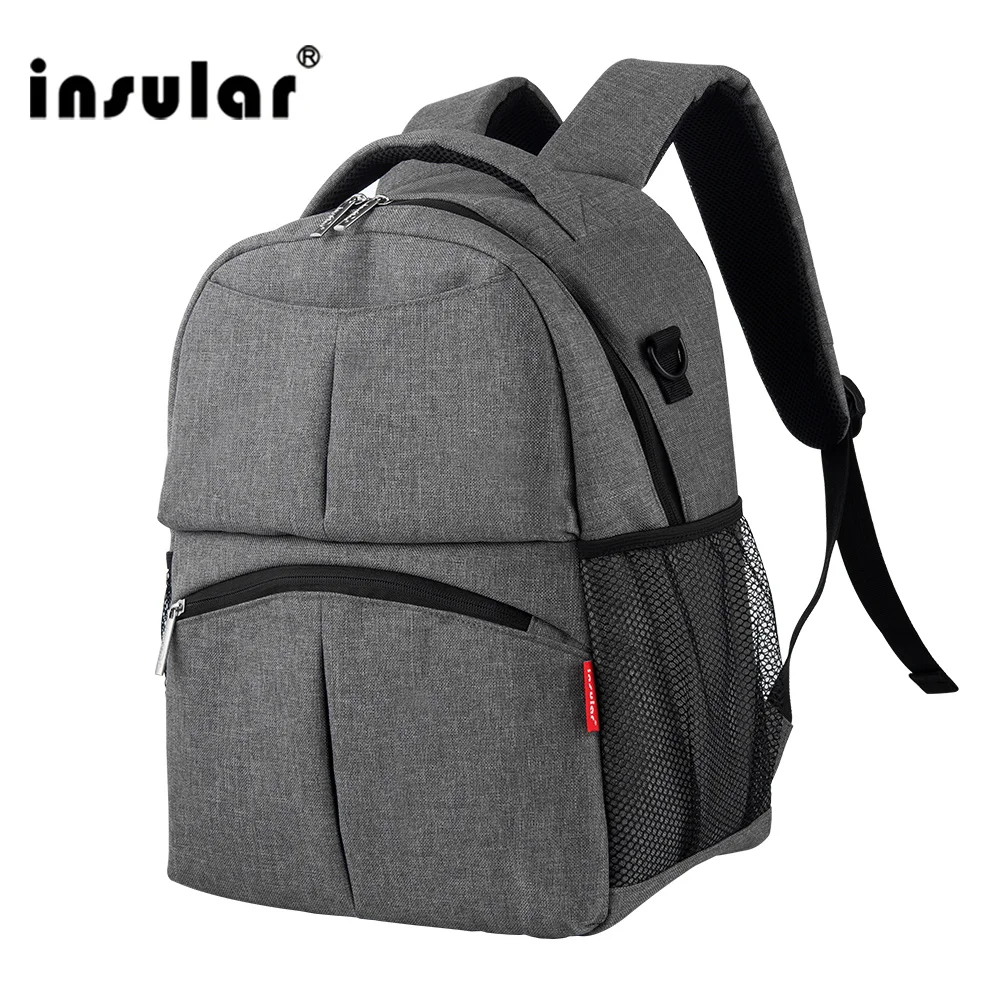 Insular Brand New Style Solid Color Baby Diaper Bags Backpacks Multifunctional Mommy Bags Backpacks Waterproof Nappy Backpacks 2