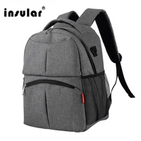 Insular Brand New Style Solid Color Baby Diaper Bags Backpacks Multifunctional Mommy Bags Backpacks Waterproof Nappy Backpacks 2