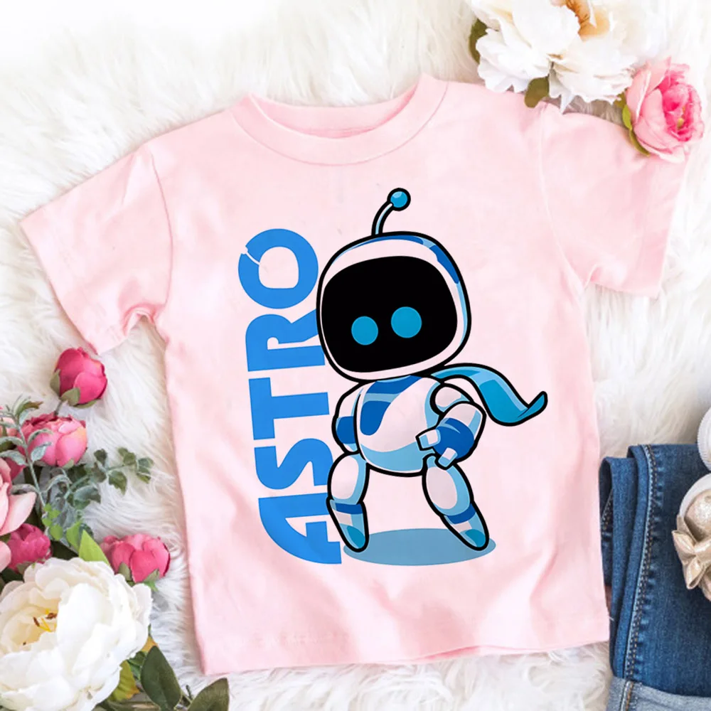 Astro Bot T-shirts for Children Cute Cartoon Figure Graphic T Shirts Boys Casuals Short Sleeves Tops Fashion Kids Clothing 5