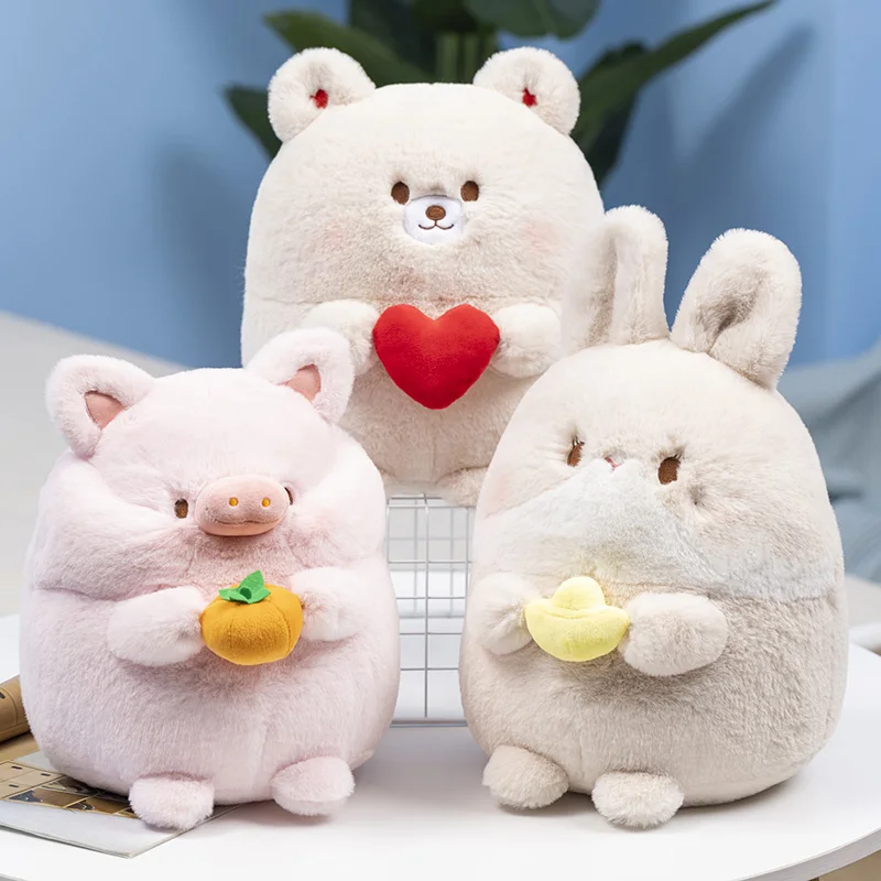 Cartoon Fatty Animals Plush Toy Cute Stuffed Pig Rabbit Bear Dog Plushies Doll Kawaii Soft Kids Toys for Girls Boys Child Gifts