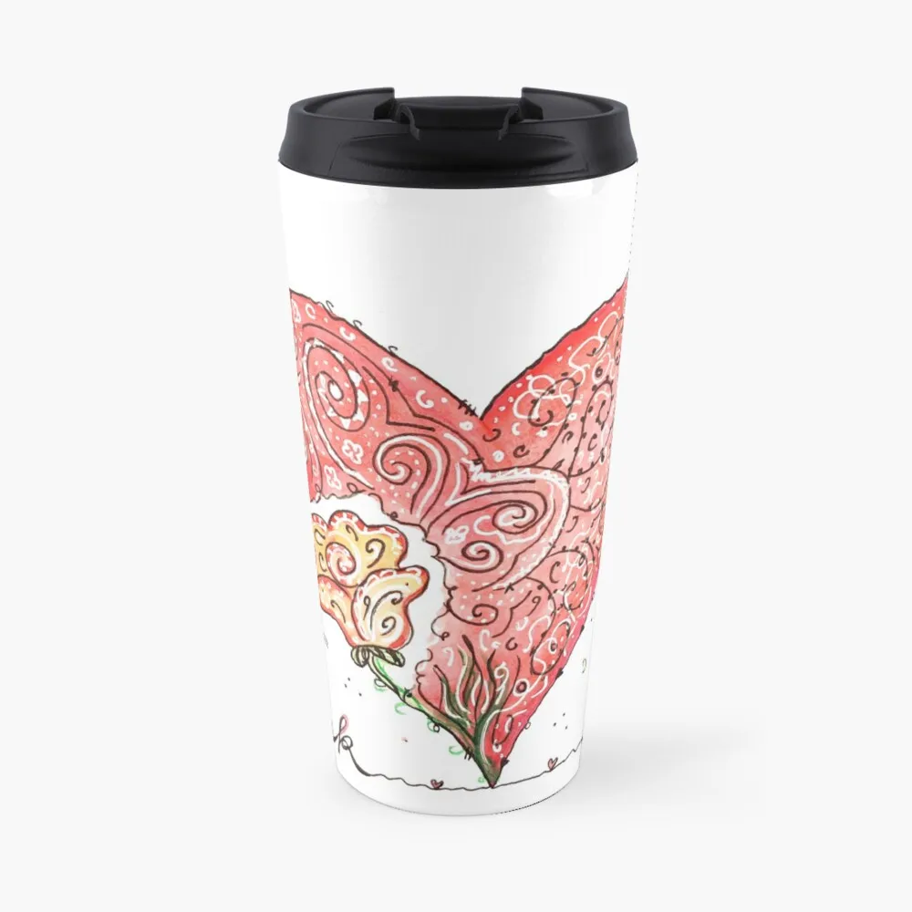 

think big - heart rose Travel Coffee Mug Thermal Coffee Bottle Creative Cups