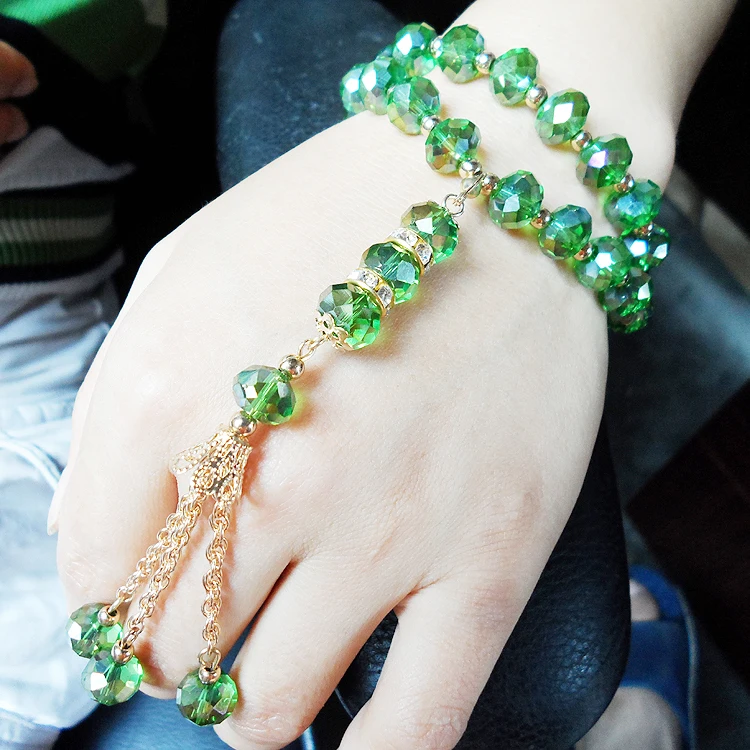 Good Green Islam Rosary Bead 2 Rope Bracelet Stretch Muslim Prayer
