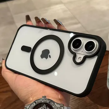 Luxury For Magsafe Transparent Case For iPhone 17 16 15 14 13 12 11 Pro Max Mini 17 Air Magnetic Wireless Charge Bumper Cover 1