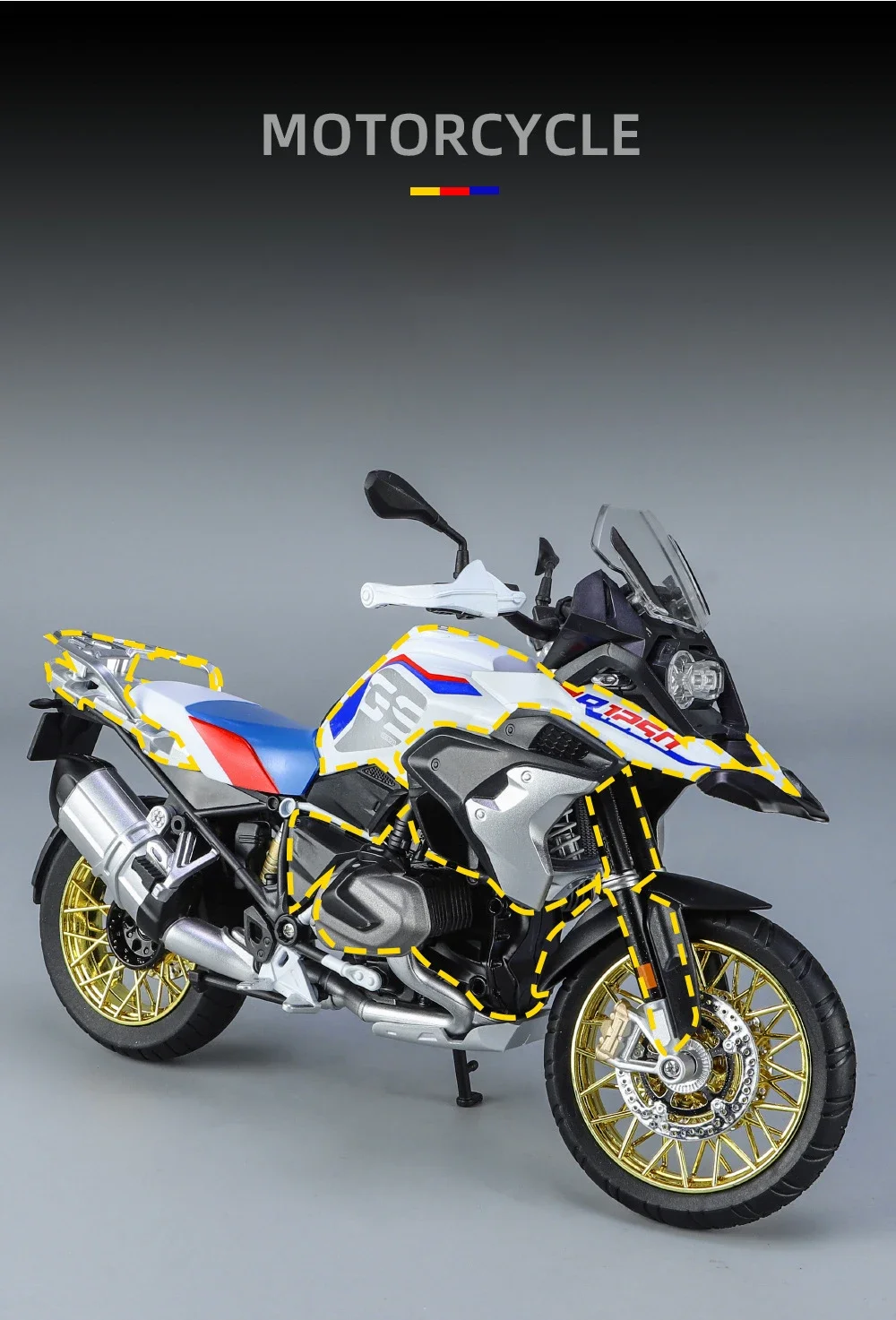 1/9スケールR1250GS ADVダイキャストバイクフィギュア New 1:9 BMW R1250 GS ADV Alloy Die Cast Motorcycle Model Toy