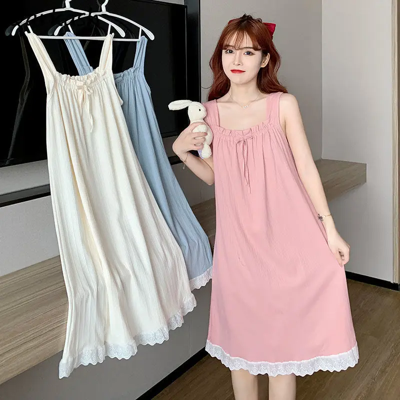 

Nightgowns Women Lace Sexy Basic French Style Summer Elegant Stylish Tender Ladies Solid Square Collar Design Homewear Cozy Ins