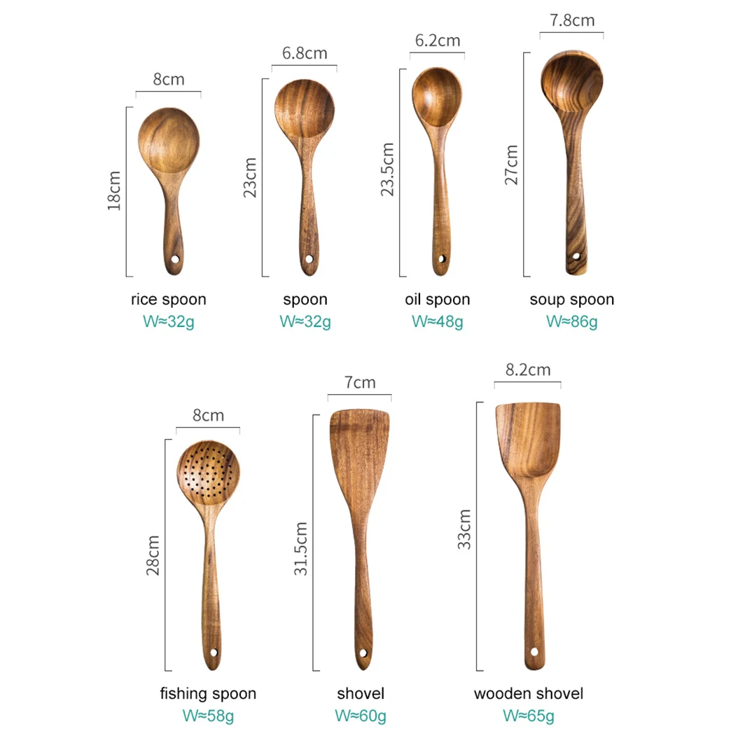 Description Picture 3 of itemKitchen Utensils Set Thailand Teak Wood Tableware Set Spoon Ladle Rice Colander Soup Skimmer Kitchenware Cooking Tools