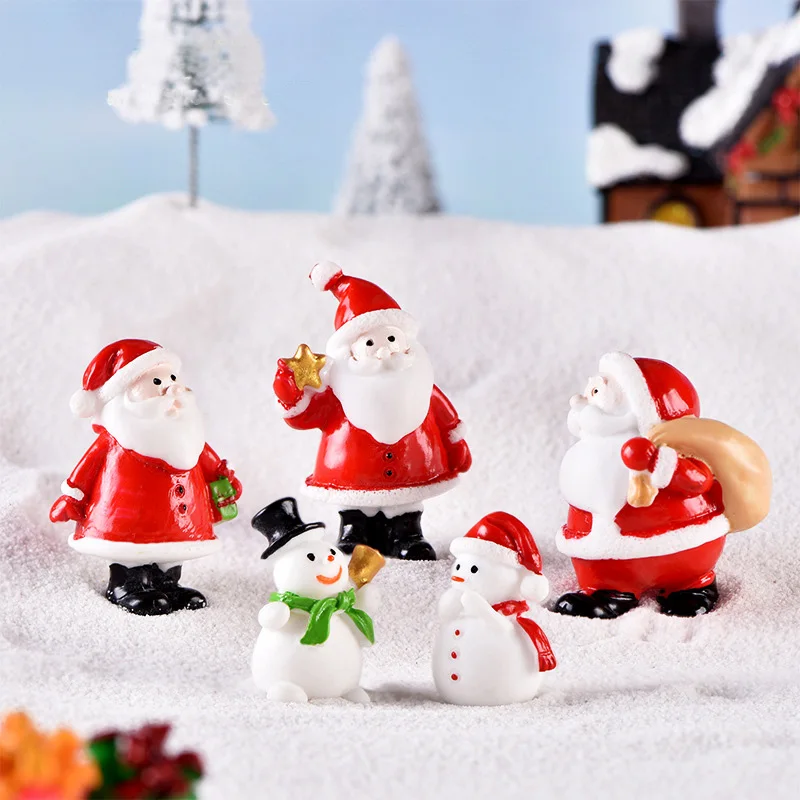 Christmas Deer Santa Claus Sled Tree Snowman Figurine Doll House Home Decor Miniature Garden Decoration Accessories Modern