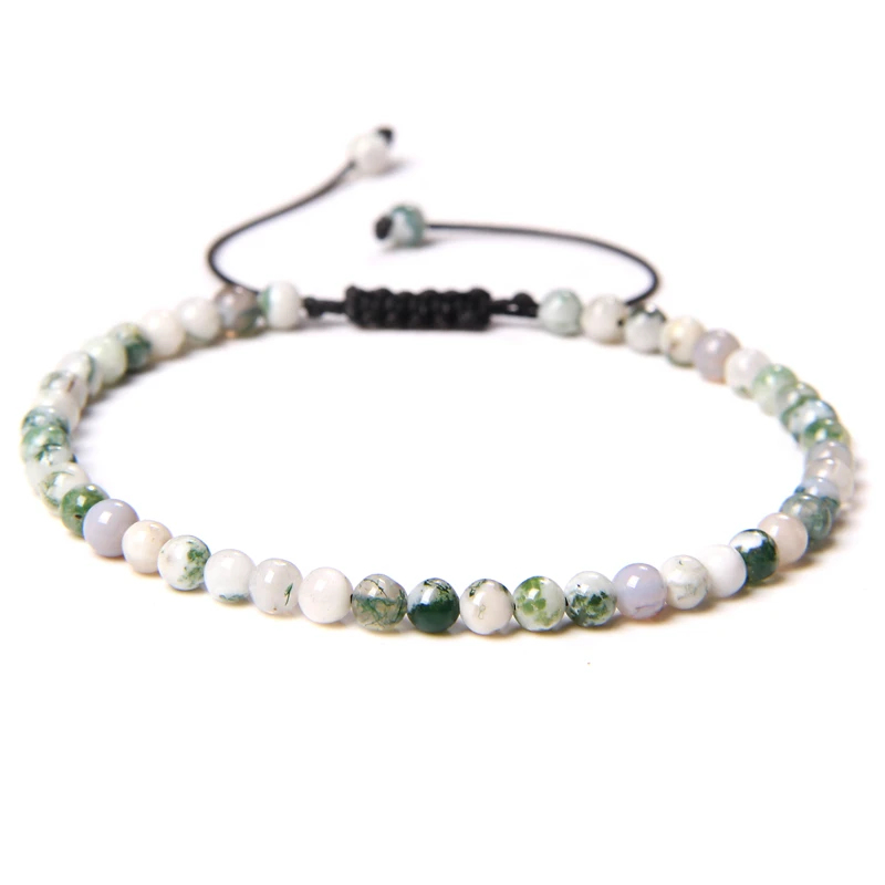 4MM Naturstein geflochtenes Armband Kleines Steinperlenarmband Verstellbarer Quarz Achate Armreif Mineral Schmuck Geschenk für Frauen Männer – Detail 33