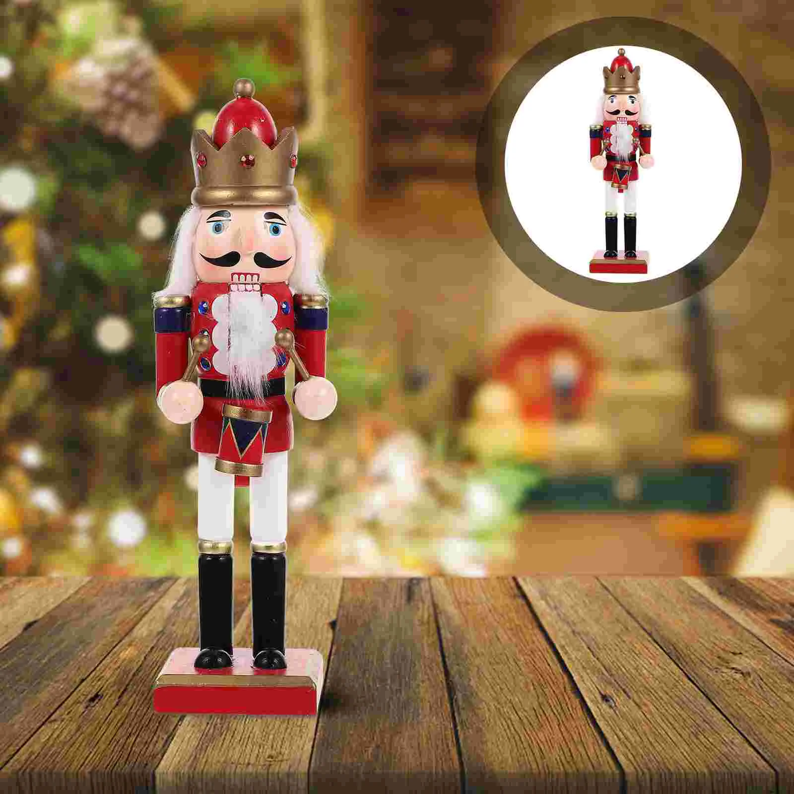 

Wooden Nutcracker Figurine Wood Nutcracker Xmas Desktop Decor Garden Decor