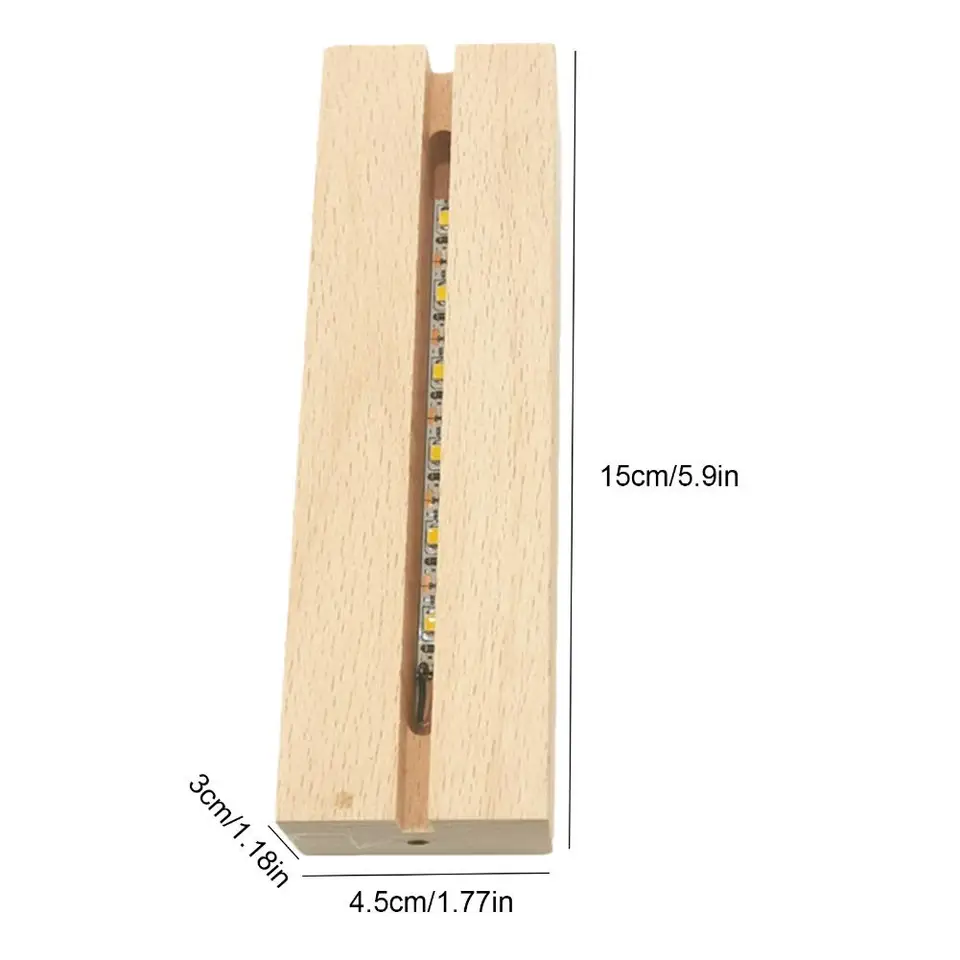 Lot De 2 Bases LED En Bois - 30x4.5x3cm, Lumière Chaude USB, Pour Vitrine DIY Ou Décoration