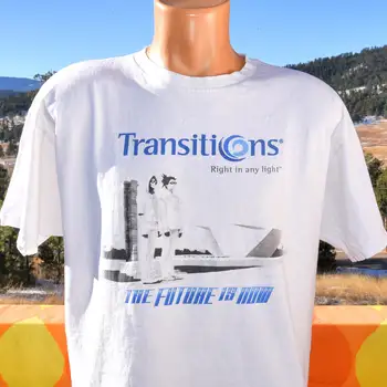 빈티지 90 년대 T셔츠, TRANSITIONS 렌즈, 안경 기술, 미래 티, 라지 XL