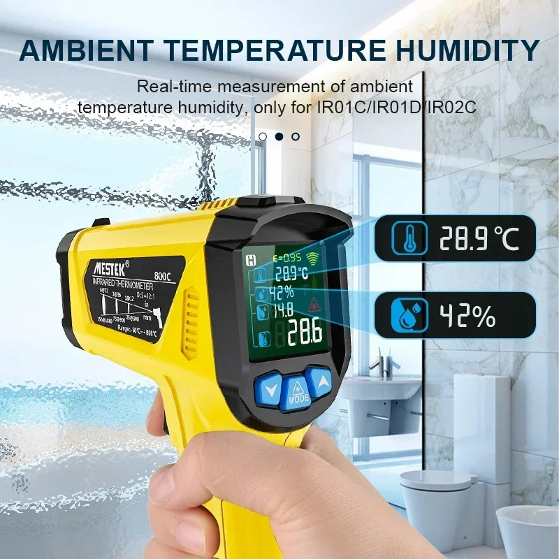 Mestek Non-contact Pyrometer 600&800&deg;C Industrial Digital Infrared Thermometer Food High Temperature Meter Sensor Termometro digital thermometer