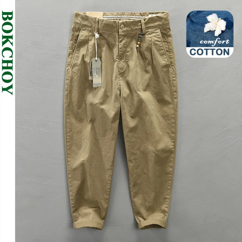 Autumn Men's Trousers Cotton Casual Button Big Pocket Velvet Cargo Pants Oversize 4XL