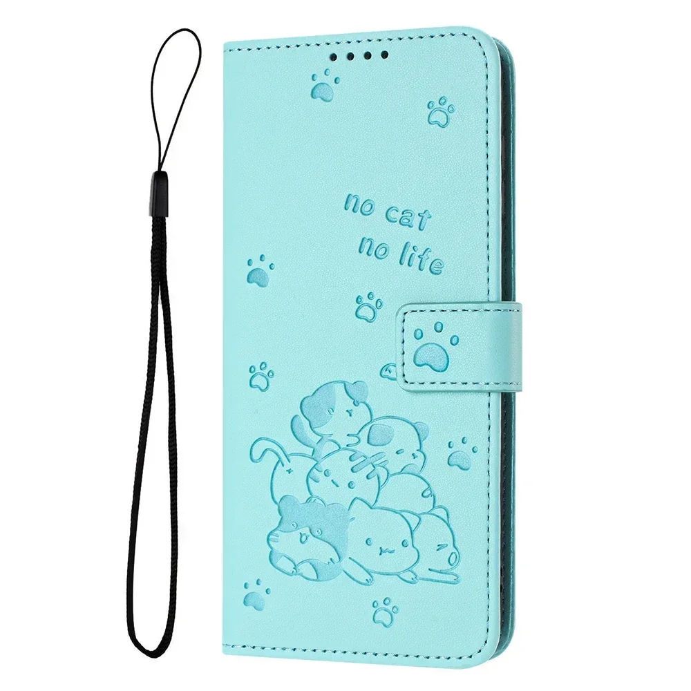 Curte Cat Leather Wallet Cover Case with Stand and Card Holder