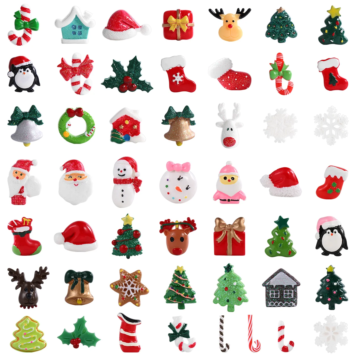 

Tiny Christmas Ornaments Christmas Slices Resin Christmas Miniature Decoration Diy Assorted Santa Snowman Tree Bell Deer