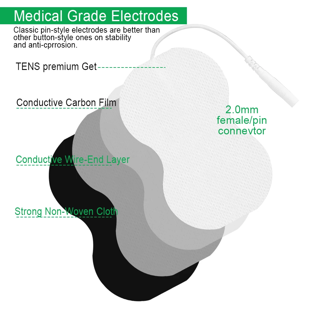 8 SQUARE 3.5mm TENS ELECTRODE STUD PADS & TENS CONDUCTIVE GEL