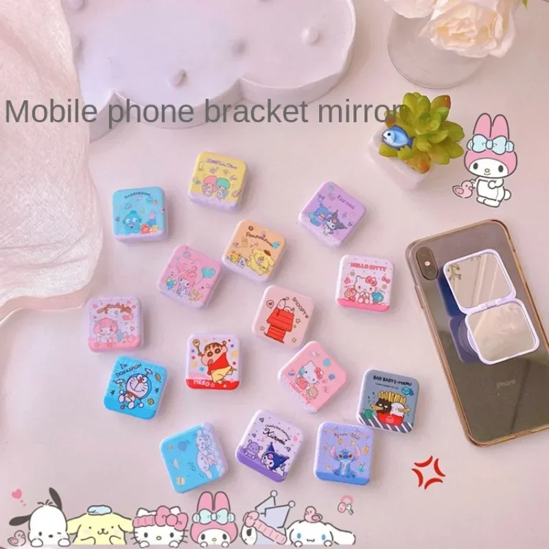 

Cartoon Hello kitty Cinnamoroll mobile phone air bag holder makeup mirror anime peripheral kawaii office desk creative holder