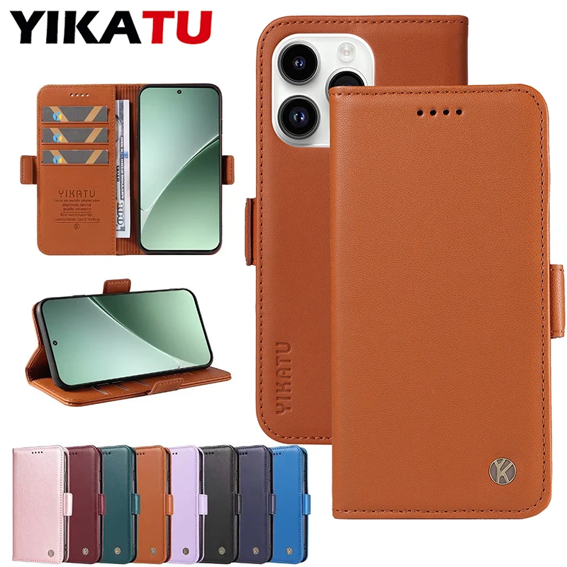 Leather Flip Wallet Phone Case with Holder Stand and Book Cover Design
