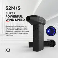 High Speed Duct Fan Air Blower Turbo Violent Fan 52+M/S Wireless Turbo Fan 130000RPM with LED Light for PC Keyboard Car 2