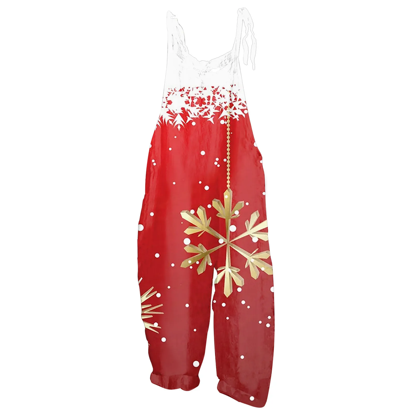 

Women Jumpsuit Vintage Sling Loose Sexy Casual Backless Christmas Pattern Print Rompers Fashion Overalls Plus Size Playsuits