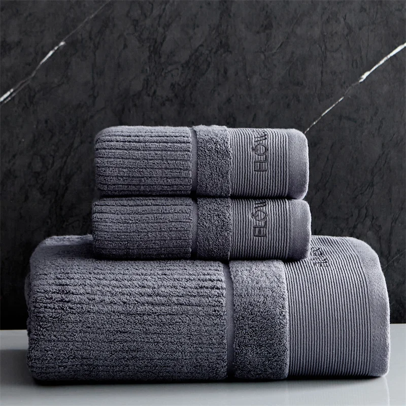 Luxury 100%Cotton Towel Set Bundle , Face Bath Towels, Soft and Comfortable Solid White Grey, Hotel,Home Washcloth,Drop Shipping