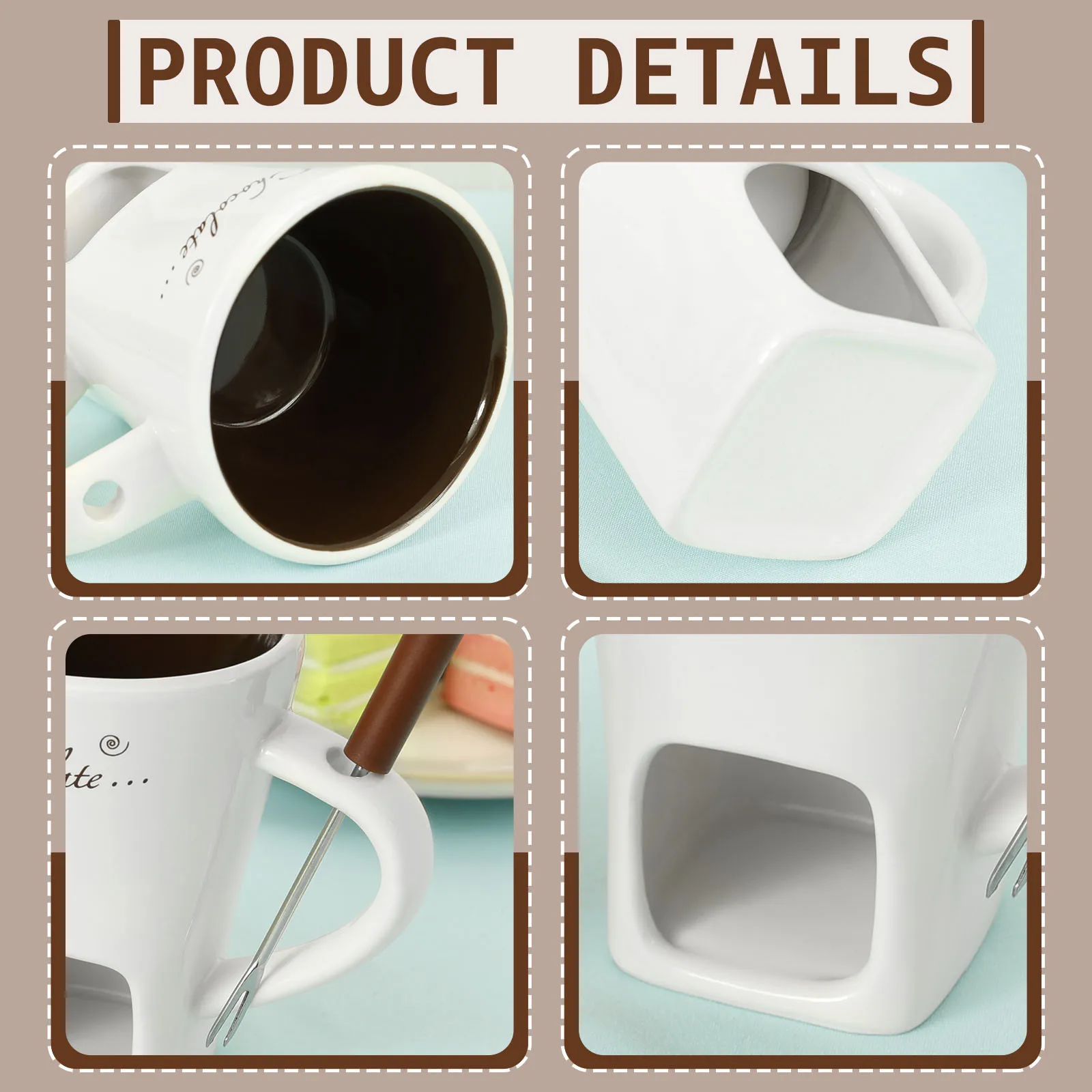 200ML Melting Chocolate Mug Fondue Mug Set Chocolate Cheese Ice Cream Fondue Maker Kit Butter Warmer Cooking Appliances