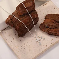 Cross Necklace K Gold/Silver Plated Double Cross Pendant Necklace Diamond Cross Link Chain Jewelry Religious Gifts for Women 6