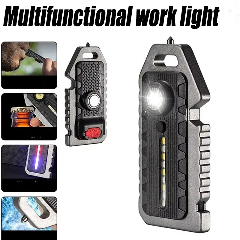 XIWANGFIRE Mini LED W5135 Flashlight Keyring Survival Whistle Feature Lamp Black Silver Color Hiking Camping Portable Flashlight