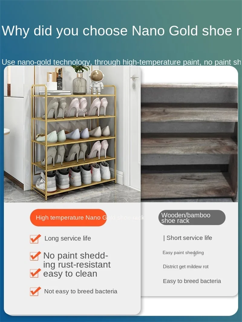 Removable Metal Shoes Display Rack Gold Shoe Rack Organizer Multilayer Living Room Furniture Metal Home Shoe Rack 5