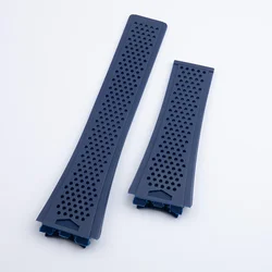 Breathable Waterproof Unisex Soft Rubber Classic Watchband - 29x22mm Convex End - Black Buckle (Blue)