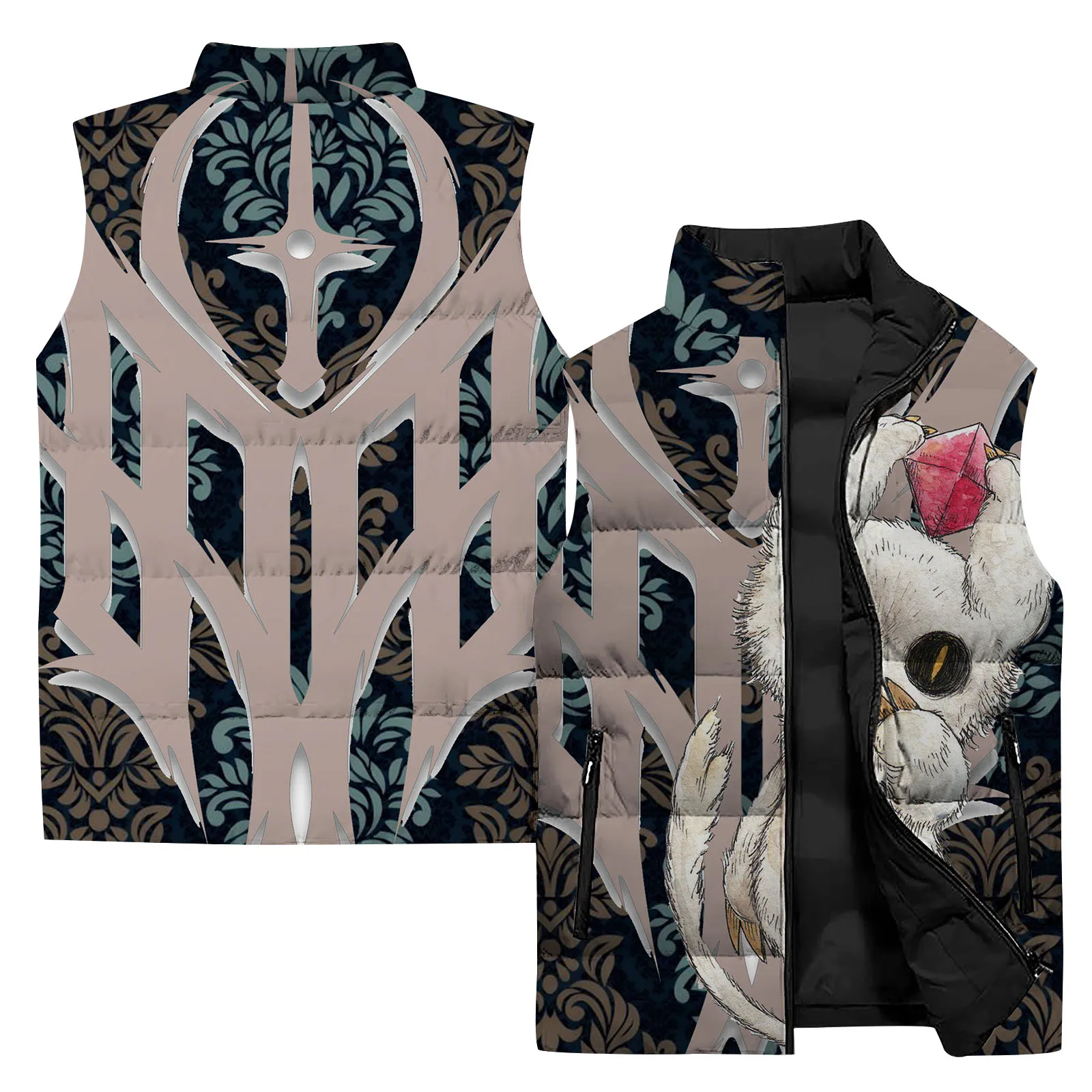 thumbnail image 1 of Chaleco térmico de algodón sin mangas de invierno para hombre, chaleco con estampado de araña y muñeco de nieve, chaqueta, chaquetas, chaqueta informal holgada para hombre, chalecos, abrigos, 1 of 5