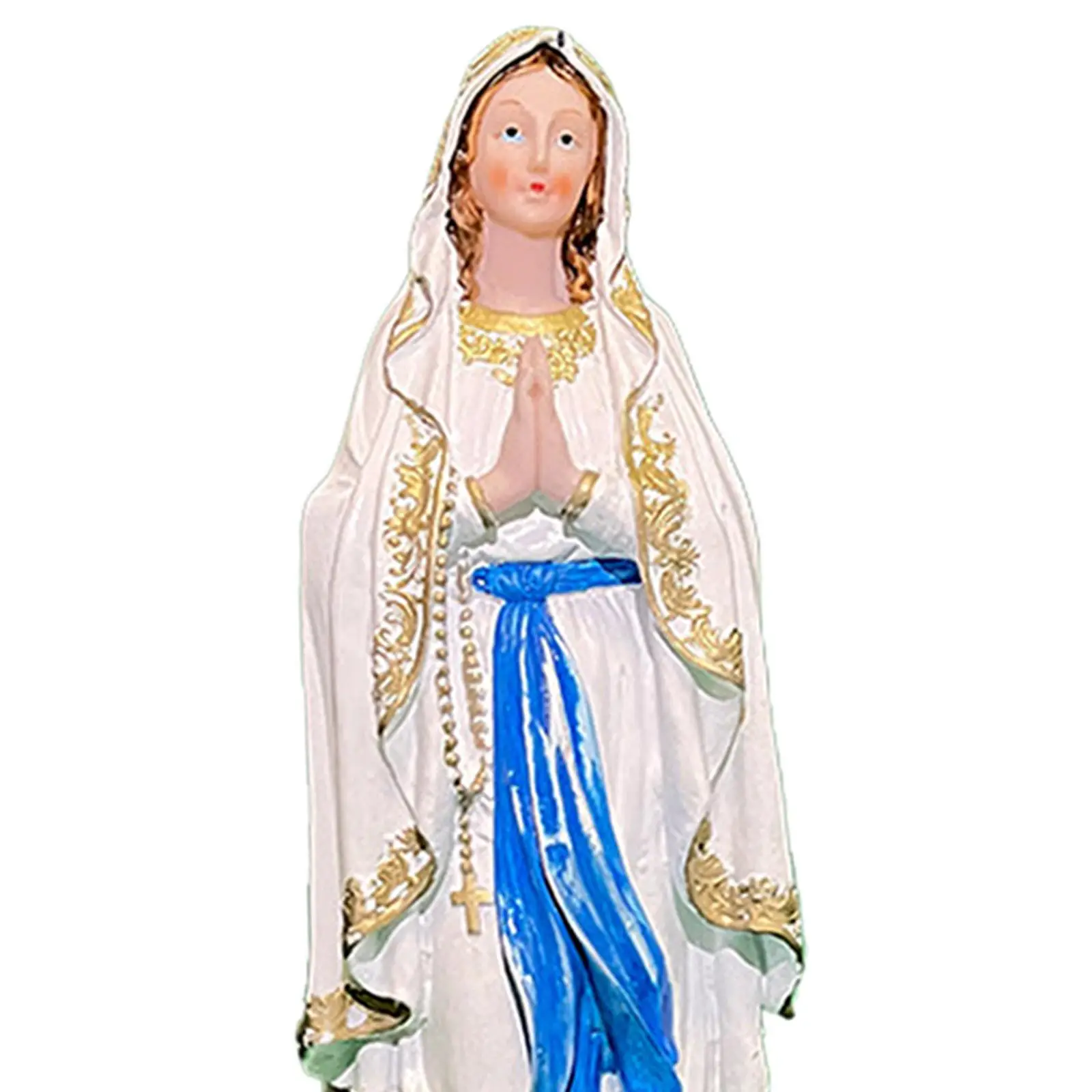 Mary Figurine Resin Handpainted Holy Worship Spiritual Sacred Ornament Collection Religious for Gift Family Desk Tabletop Home