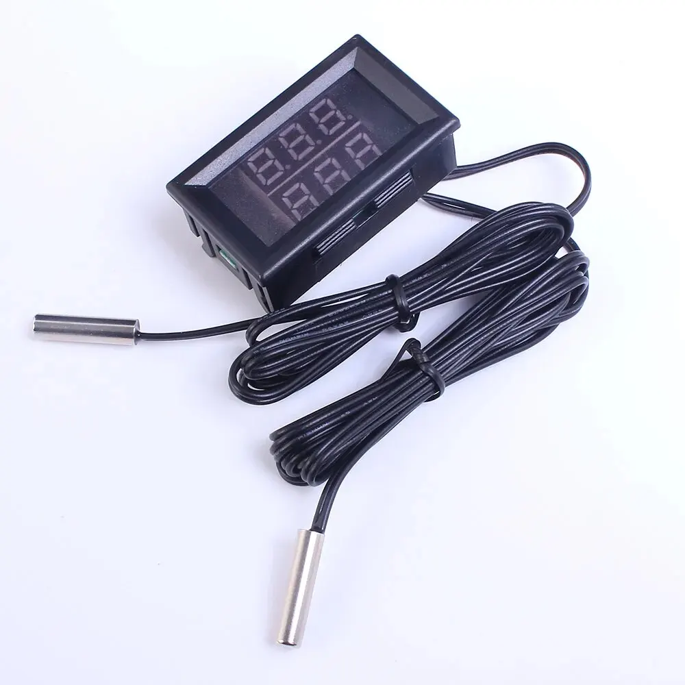 미니 LED 듀얼 디스플레이 디지털 온도 센서, NTC 방수 금속 프로브 온도 테스터, DC 4V 28V, 0.28 인치