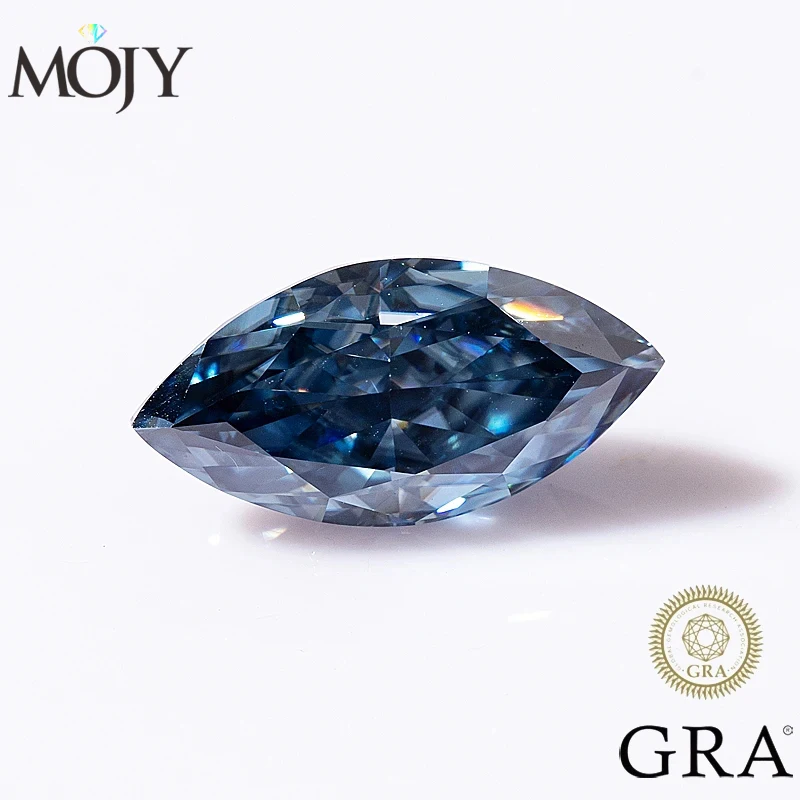 

MOJY ViVid Blue Color Moissanite Loose Ston Marquise Cut 0.5~5.0ct Gemstones for Diamond Ring with GRA Certificate Precious Gems