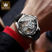 OLEVS Couple montres Original entièrement Transparent squelette automatique montres mécaniques pour hommes femmes amoureux cadeau montres de luxe 2