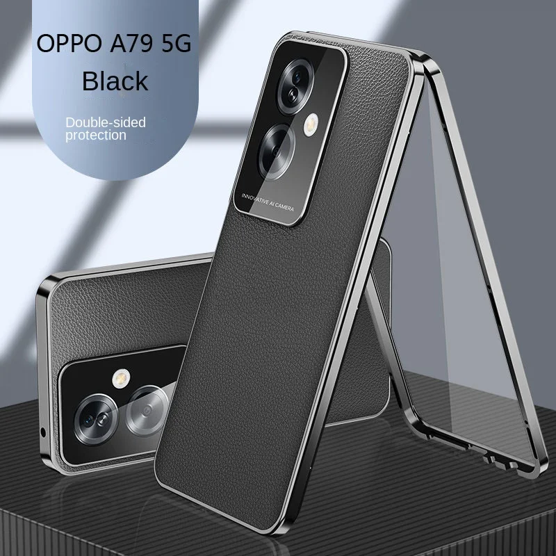 

360 полная защита металлический бампер прозрачное Переднее стекло для Oppo A79 чехол CPH2553 с задней защитной крышкой из искусственной кожи