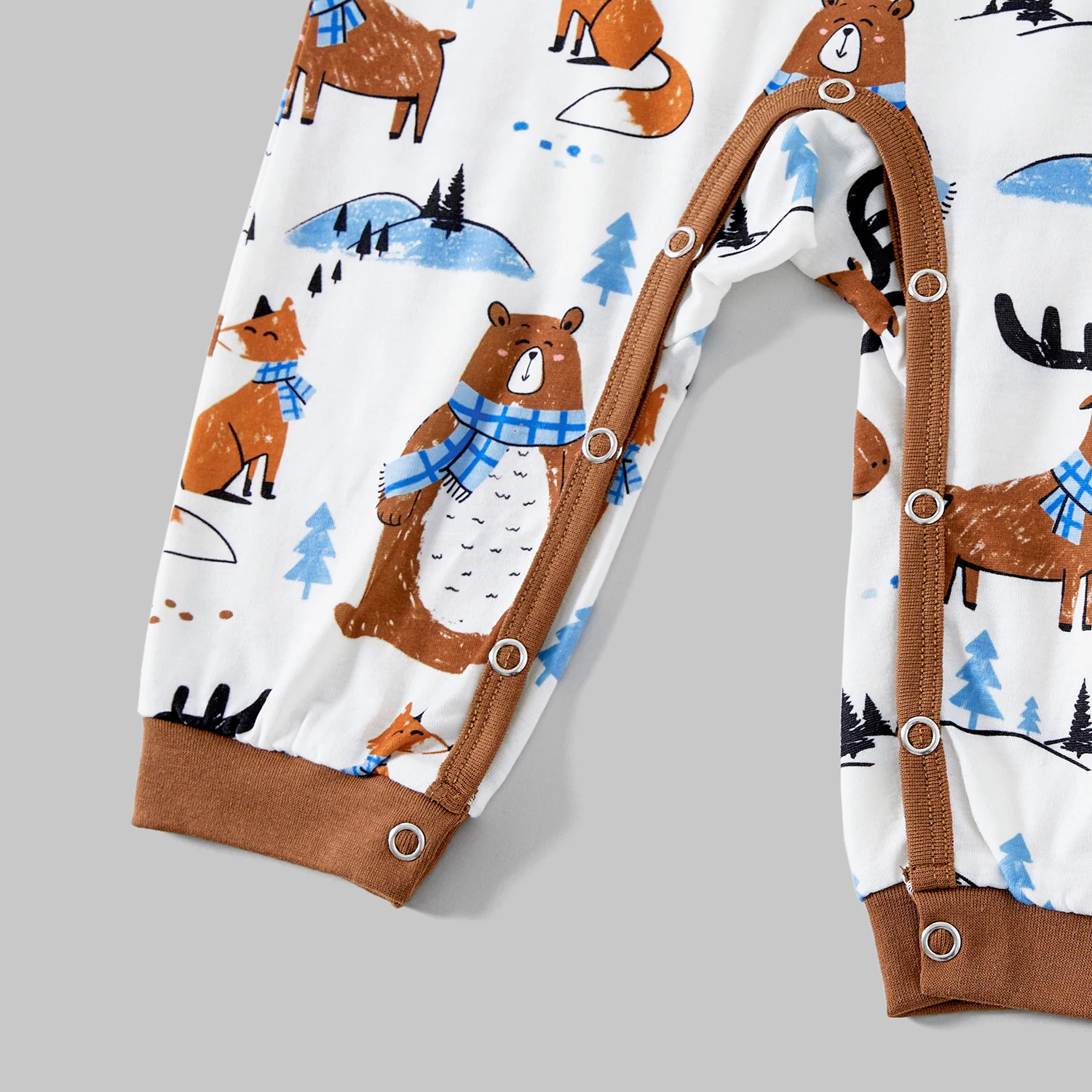 PatPat Family Matching Bear And Deer Print Long-sleeved Flame Resistant Pajamas