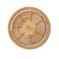Handmade Hanging Wall Basket Decor, Boho Woven Rattan, Decorative Trays, Bowl for Home, Living Room, Bedroom, Kitchen 2