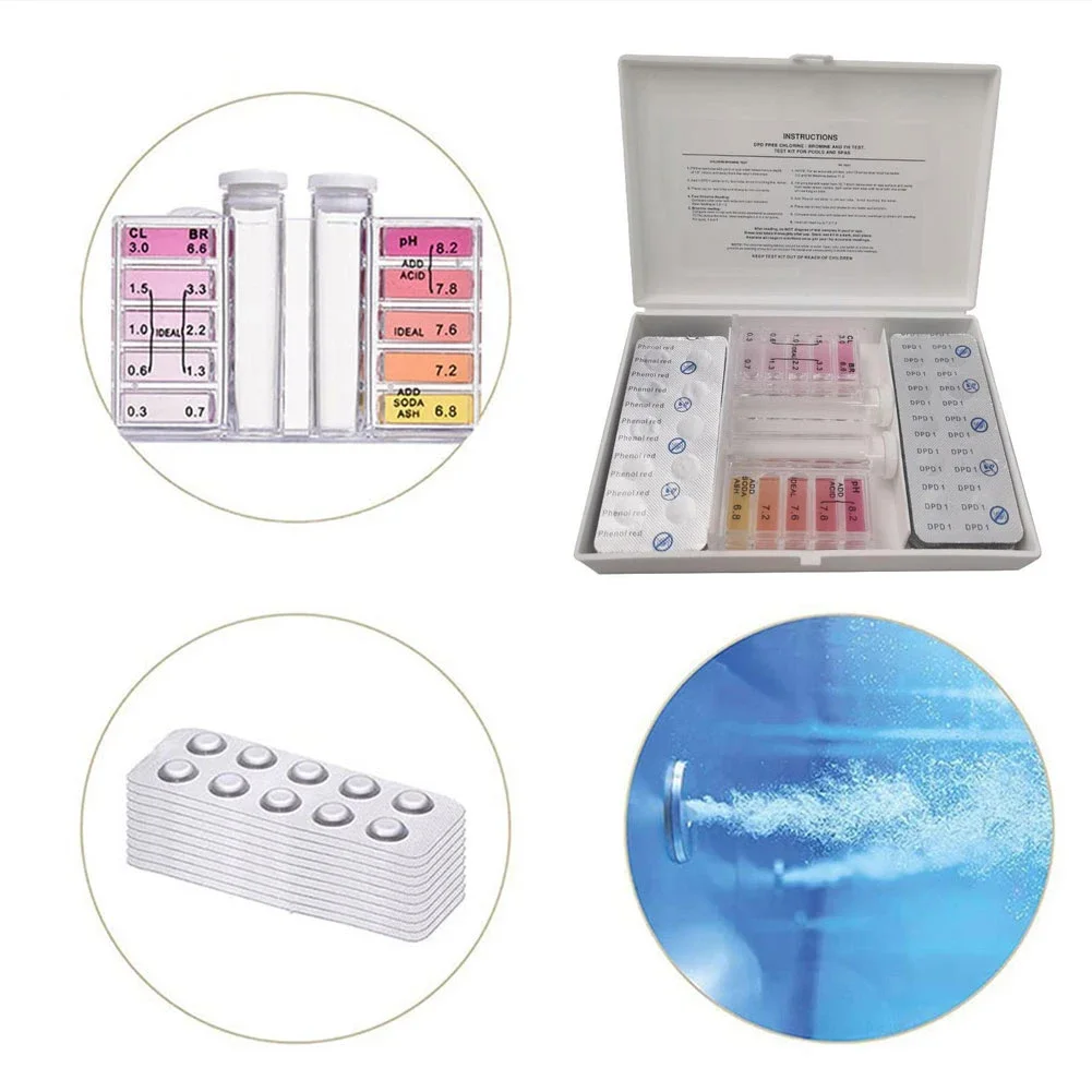 3in1 Pool Water Test Kit PH Testing Water Quality With Box Outdoor Swimming Pool Quality Testing Tool Accessories water quality test kit