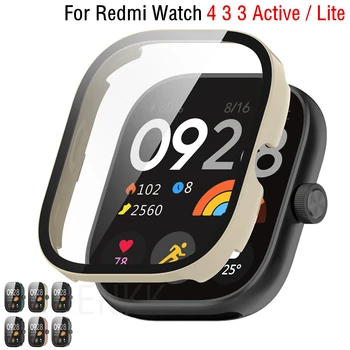 샤오미 레드미 워치 4 3 용 PC 케이스 및 유리, 강화 유리 스크래치 방지 필름 범퍼 보호 커버, 레드미 워치 3 액티브 3 라이트